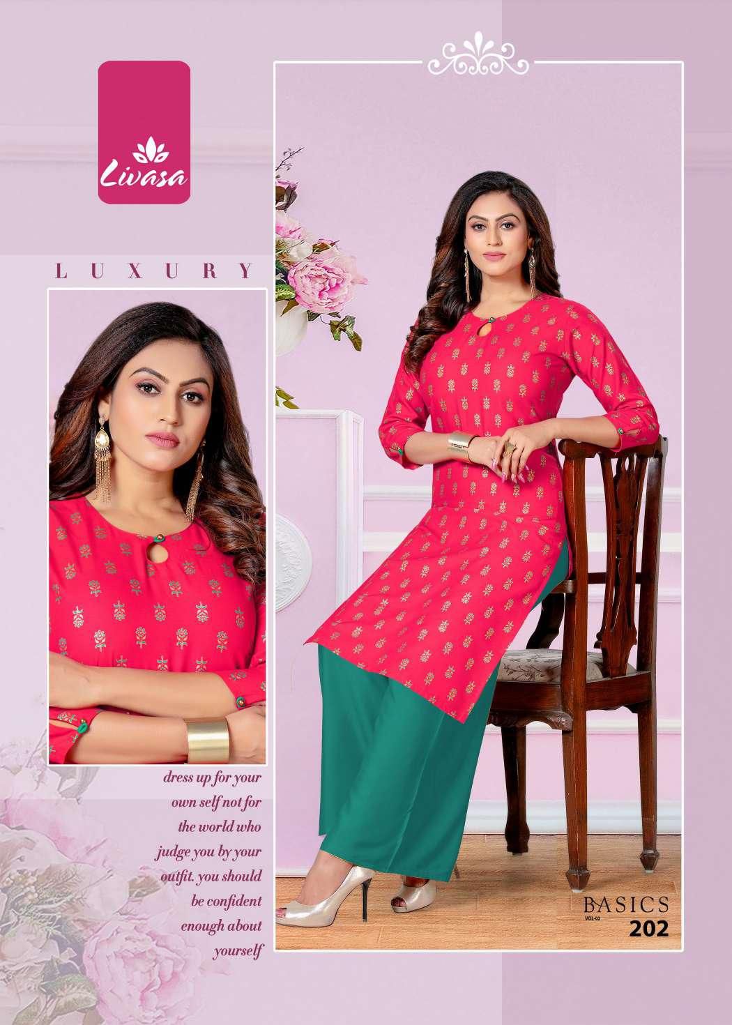 Livasa Basics 2 Rayon Printed Regular  Wear Designer Kurti Collection